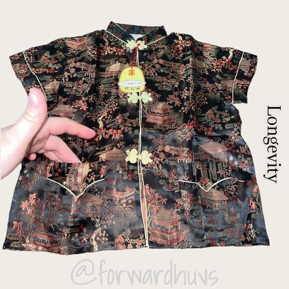 Longevity Asian Ethnic Silk Short Sleeve Top NWT Size 6 (2T-3T) See Measurements - Picture 5 of 11